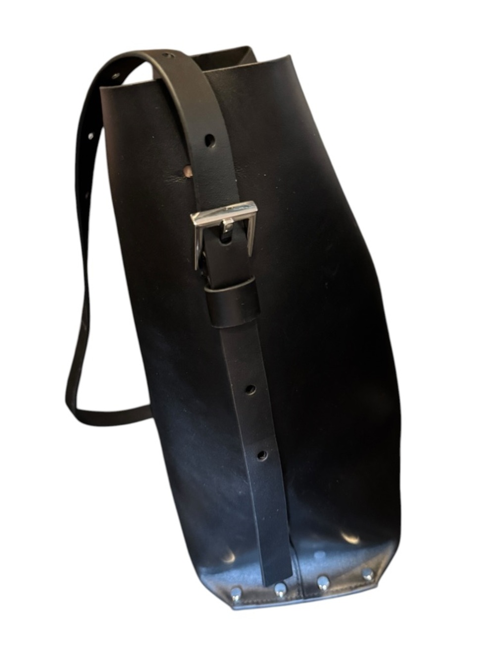 New All Saints Black Leather Miró Crossbody Bucket Shoulder Bag Purse Tote - Picture 3 of 8